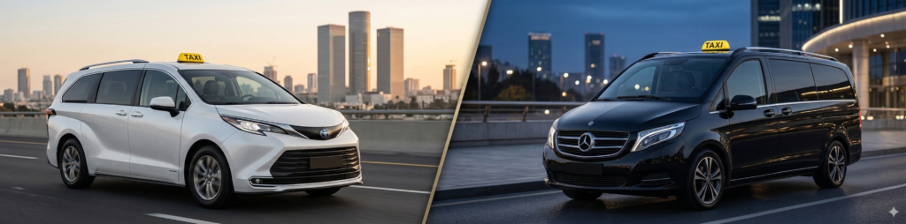 Taxi Shuttle – מונית 7 מקומות פרימיום: טויוטה סיינה 2024 להסעות בישראל