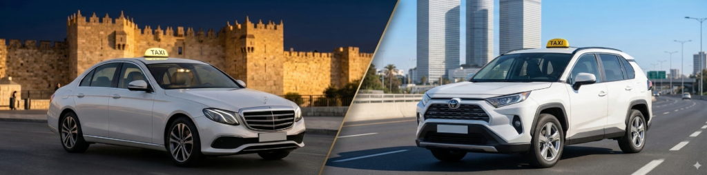 Taxi Shuttle – מונית ספיישל 4 מקומות: Toyota RAV4 2024 ומרצדס יוקרתית בישראל